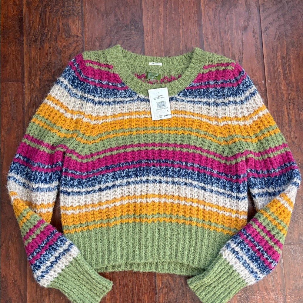 MOTHER Multicolor Striped Crew Neck Sweater
